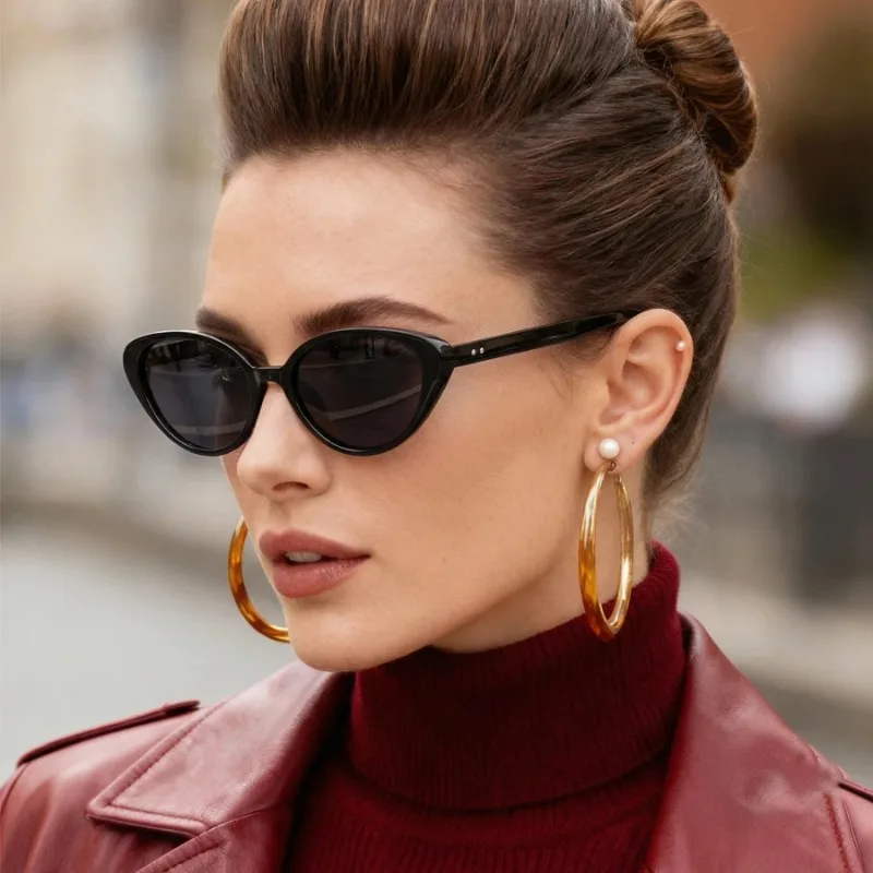 Designer Sunglasses - Rivets Brown Fashion Cat Eye Sunglasses