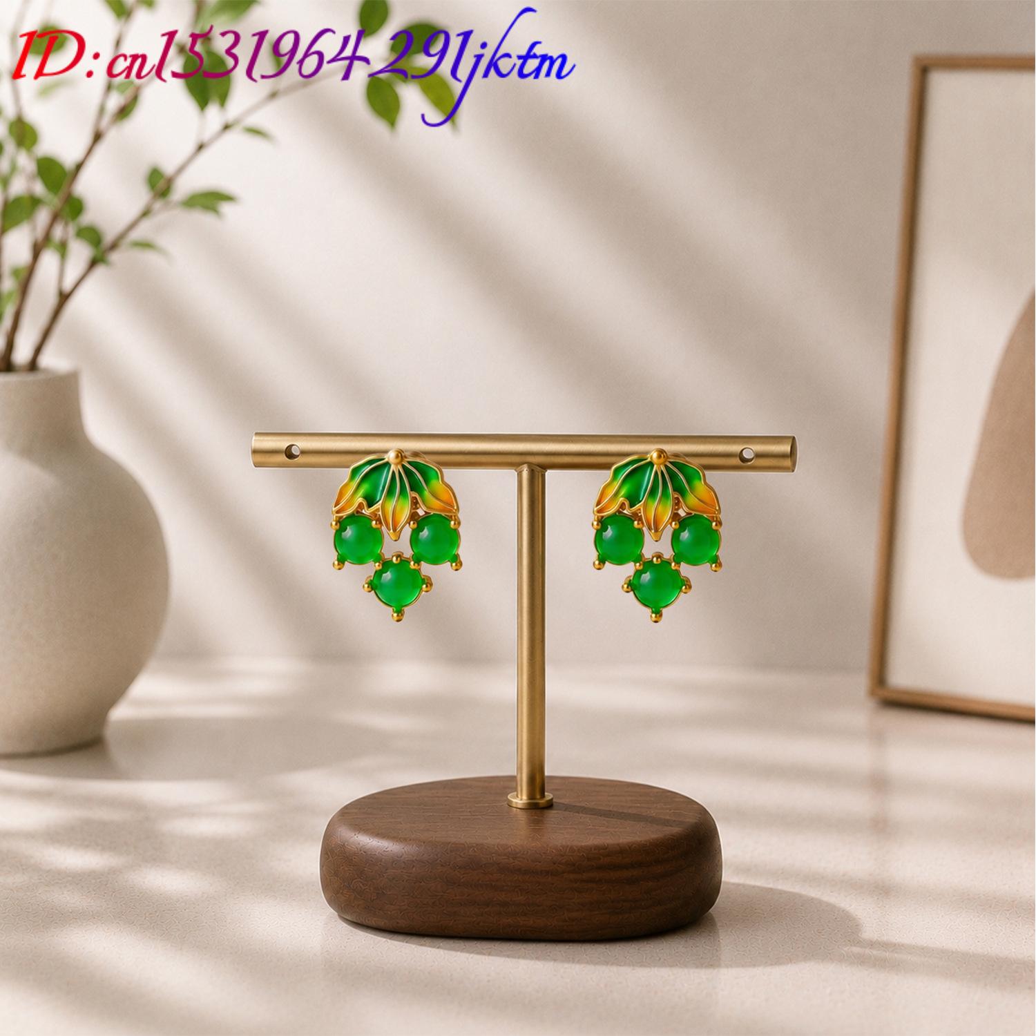Burmese Jadeite Grape Earrings - Gold Plated Jewelry 评论和价格