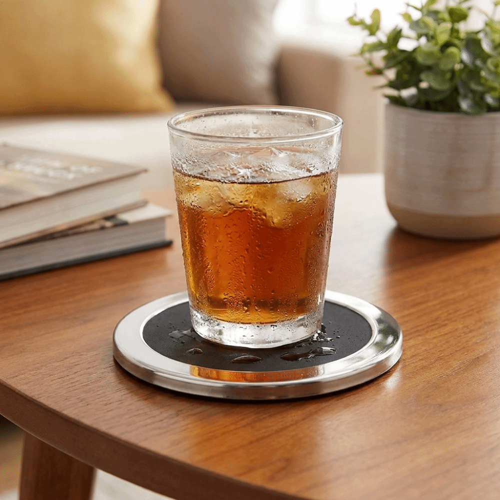 6PCS/SET Round Stainless Steel - Marble Coaster Set 评论和价格