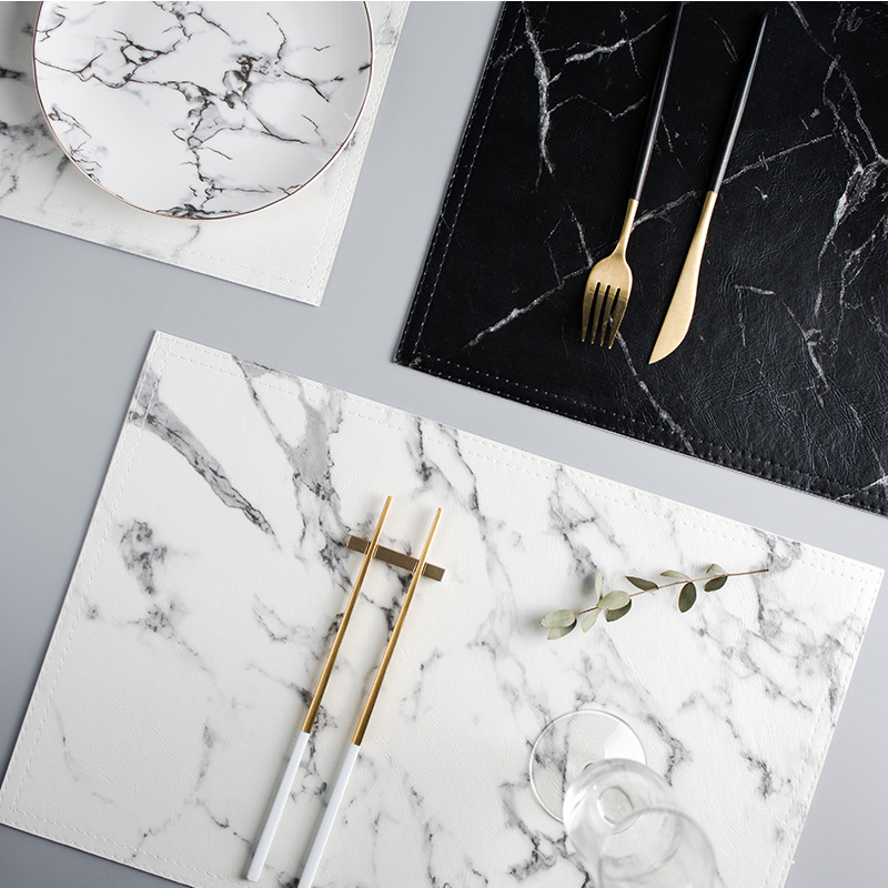Luxury PU Heat Insulation Tabl - Marble Coaster Set 评论和价格
