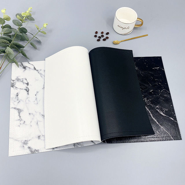 Luxury PU Heat Insulation Tabl - Marble Coaster Set 评论和价格