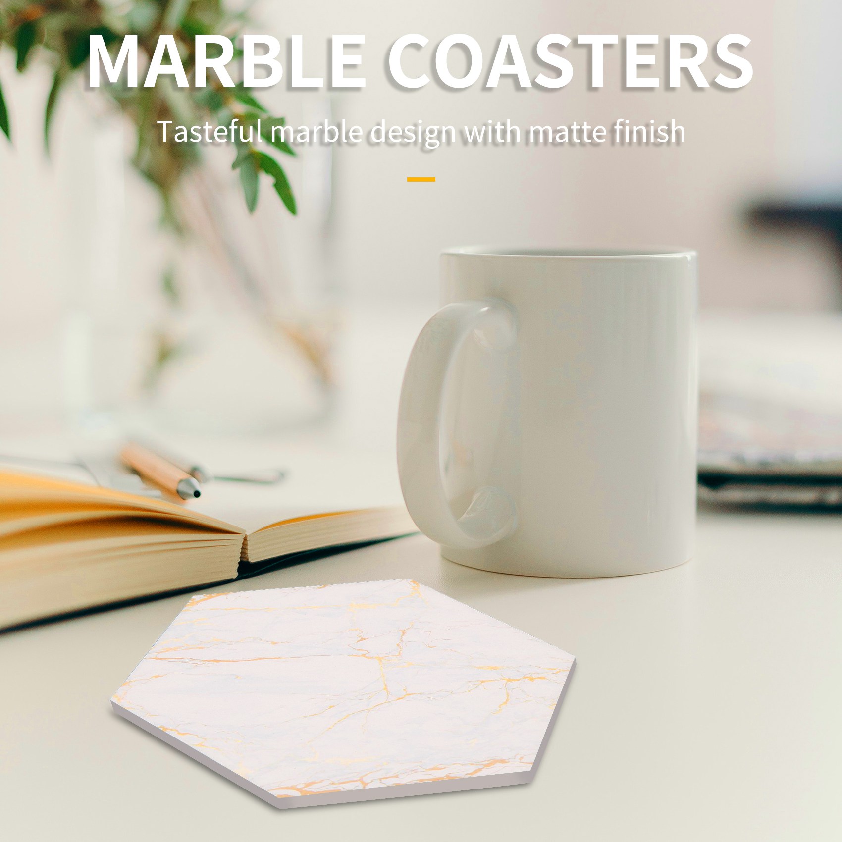 8 PC Coasters For Drinks Absor - Marble Coaster Set 评论和价格