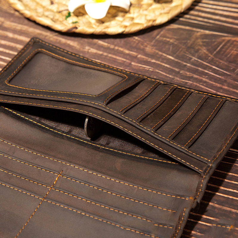 Men's Genuine Leather Long Wal - Leather Wallet Men 评论和价格