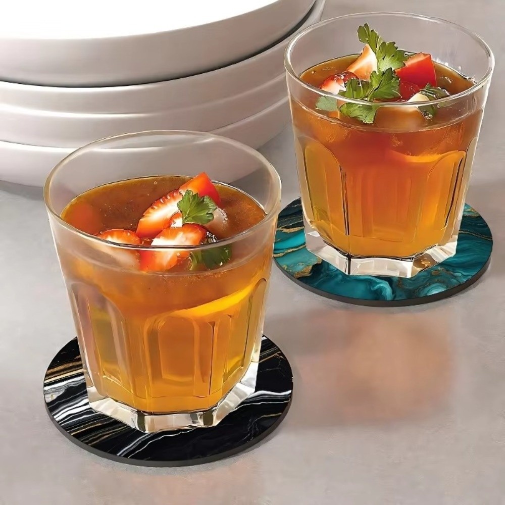6pcs 4 Inch Drink Coasters Set - Marble Coaster Set 评论和价格