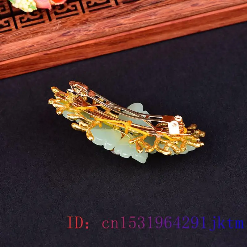 Green Jade Flower Barrette Des - Gold Plated Jewelry 评论和价格