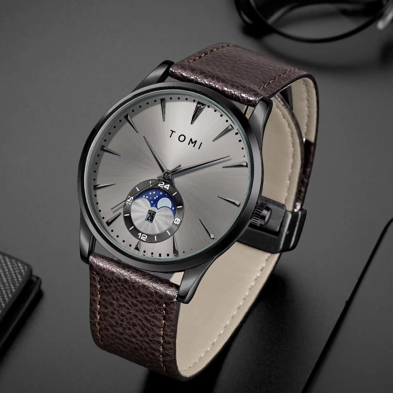 TOMI 2Pcs Men's Watch Gift Set - Luxury Gift Set 评论和价格