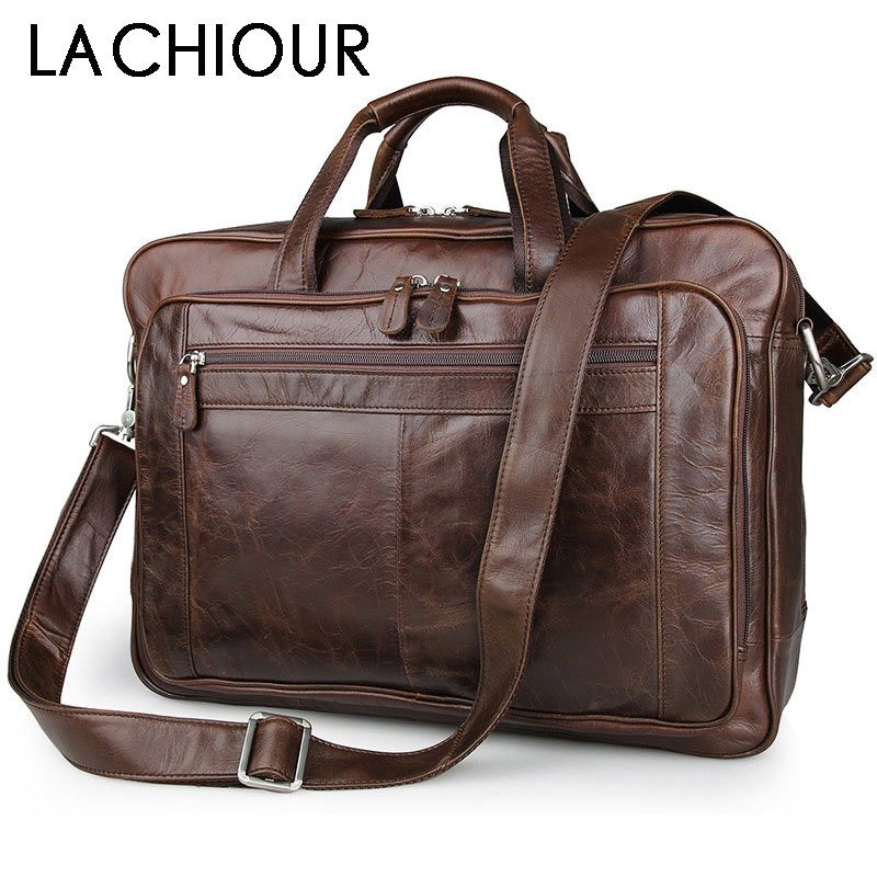 LACHIOUR Genuine Leather Men B - Leather Briefcase 评论和价格