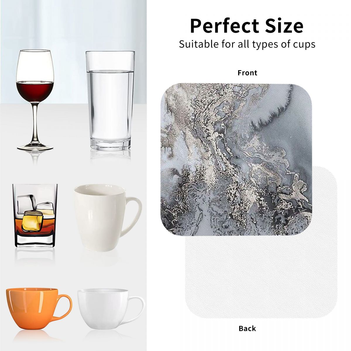 Grey And Silver Marbl Coasters - Marble Coaster Set 评论和价格